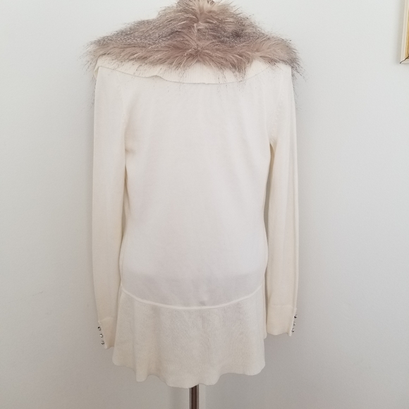 WHBM Faux Fur Collar Drape Cardigan - Picture 7 of 16